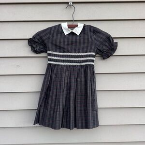 Primitive Check Baby Dress W/ wood Hanger